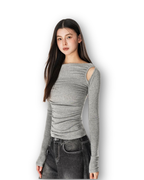 Cut-out shoulder ruched top