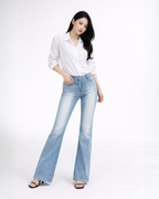 High-Waist Flared Jeans (No Pockets)