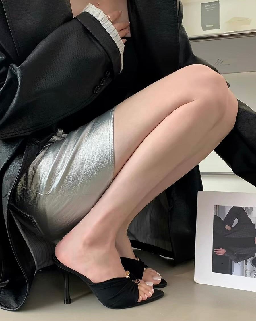 Twisted Strap Mule Heels