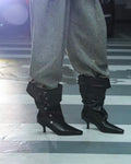 Studded Fold-Over Mid-Calf Boots