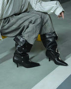 Studded Fold-Over Mid-Calf Boots