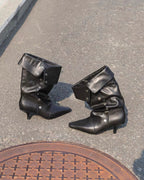 Studded Fold-Over Mid-Calf Boots