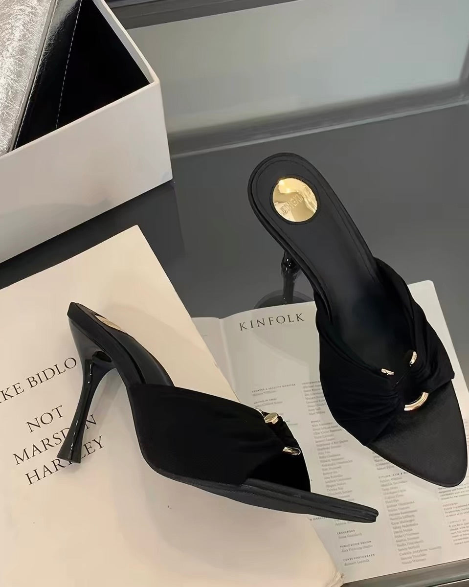 Twisted Strap Mule Heels