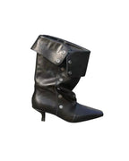 Studded Fold-Over Mid-Calf Boots