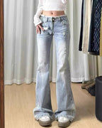 Lace Trim Low Rise Jeans