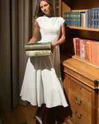 Elegant White Midi Dress (Өмсгөл томтой)