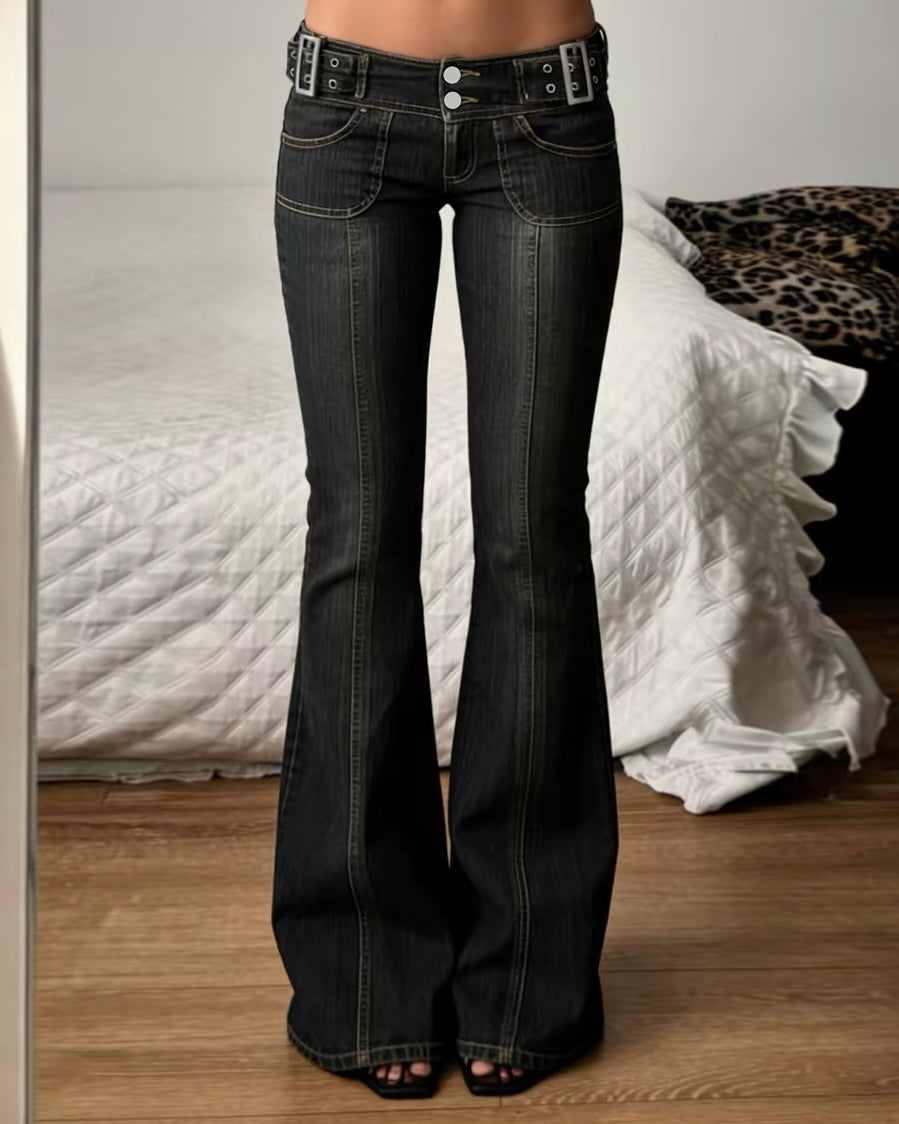 Double Button Bootcut Jeans