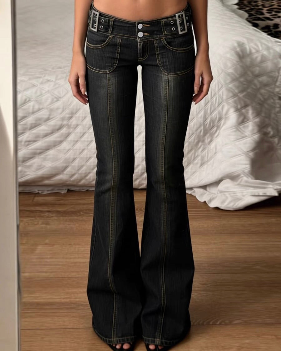 Double Button Bootcut Jeans
