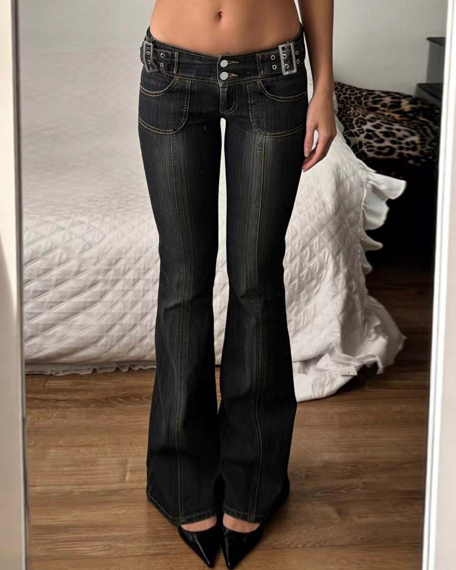 Double Button Bootcut Jeans