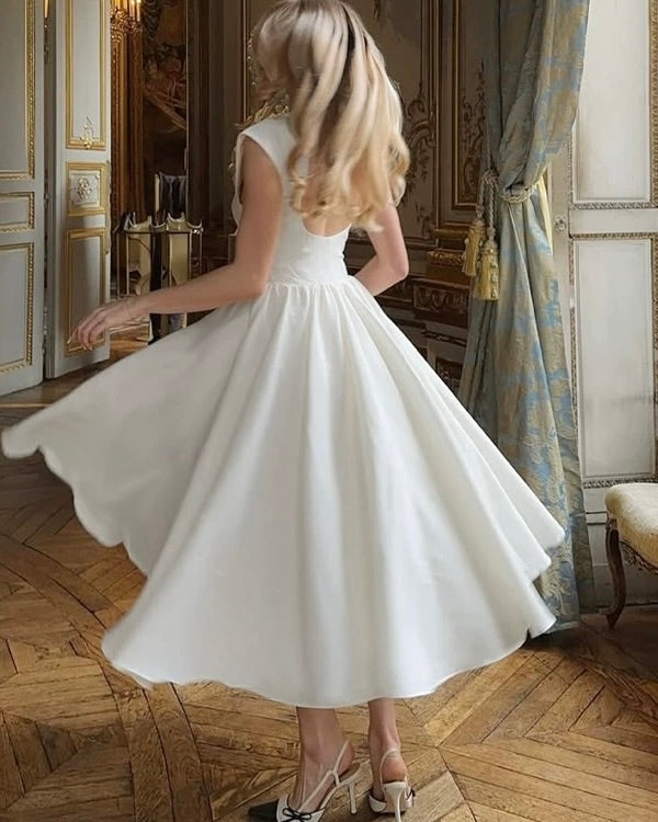Elegant White Midi Dress (Өмсгөл томтой)