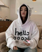 Hello Print Oversized Hoodie