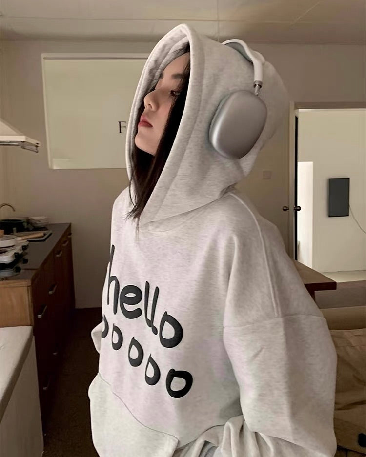 Hello Print Oversized Hoodie