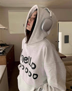 Hello Print Oversized Hoodie