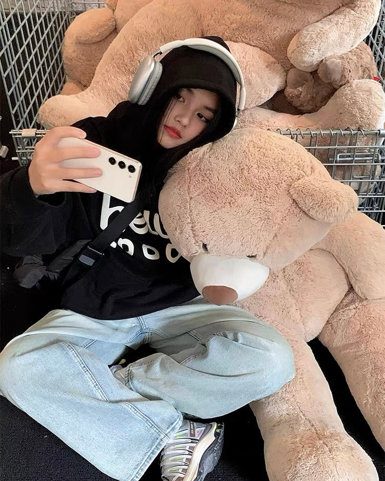 Hello Print Oversized Hoodie