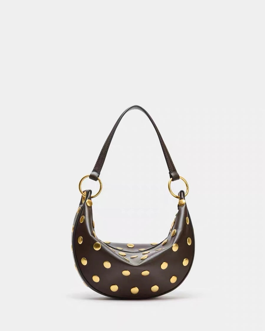 ZARA Studded Crescent Shoulder Bag