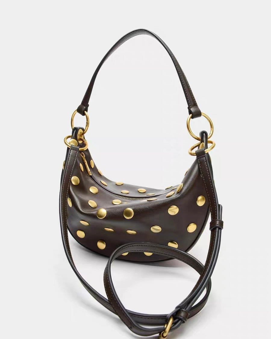 ZARA Studded Crescent Shoulder Bag