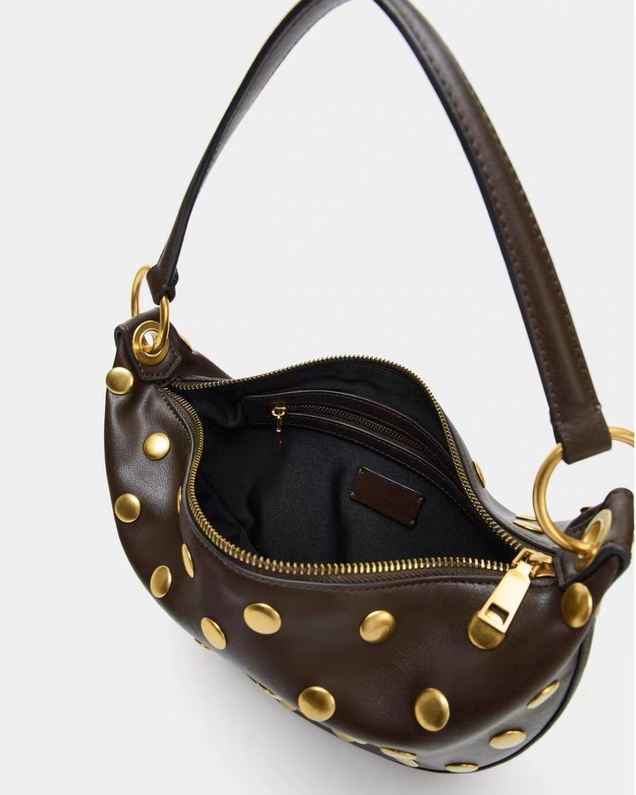 ZARA Studded Crescent Shoulder Bag