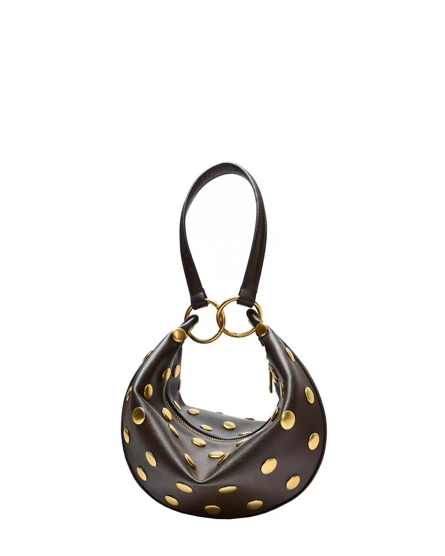ZARA Studded Crescent Shoulder Bag