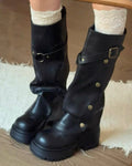 Vintage Buckle Mid Boots