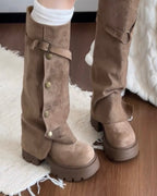 Vintage Buckle Mid Boots