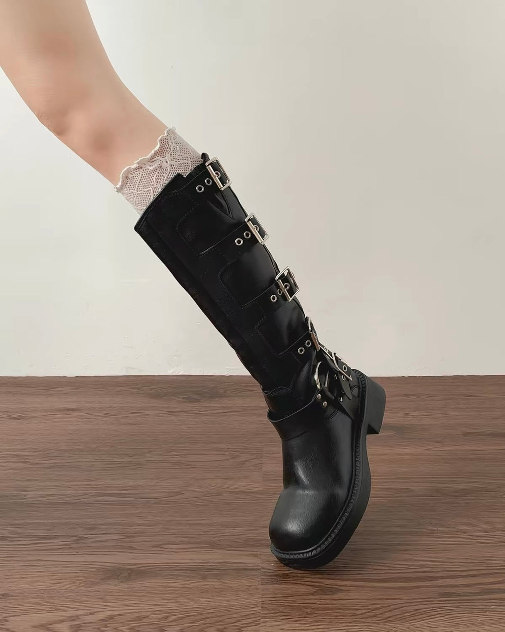Gothic Buckle Knee Boots