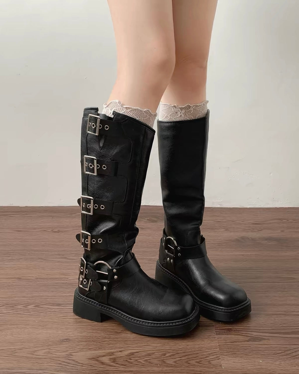 Gothic Buckle Knee Boots