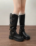 Gothic Buckle Knee Boots