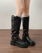 Gothic Buckle Knee Boots