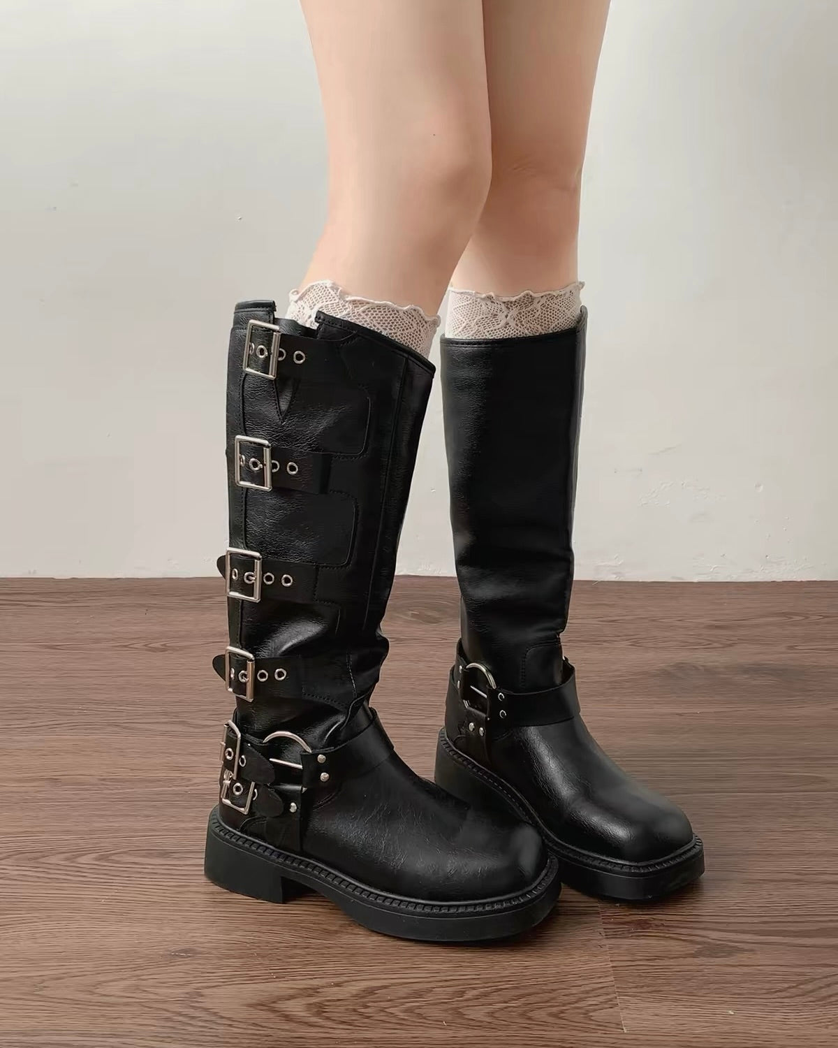 Gothic Buckle Knee Boots