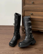 Gothic Buckle Knee Boots