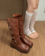 Gothic Buckle Knee Boots