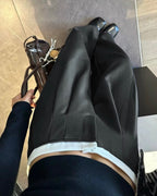 Contrast Waist Wide Leg Pants