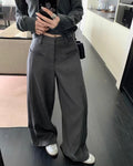Curved Pocket Wide Leg Pants