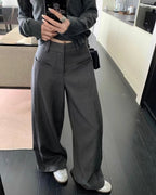 Curved Pocket Wide Leg Pants
