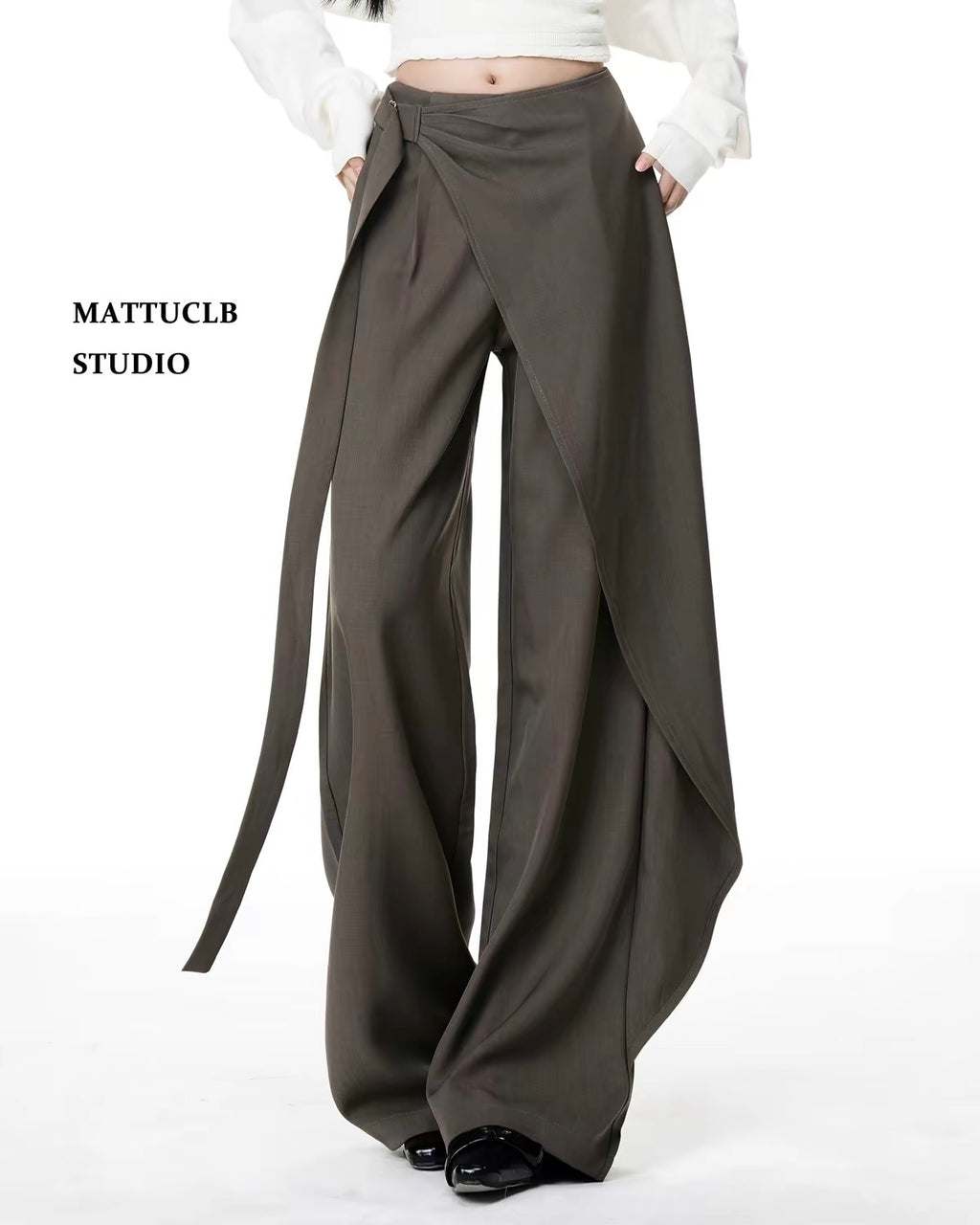 Wrap Detail Wide Leg Pants