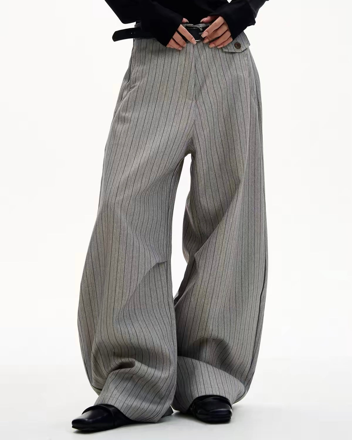 Pinstripe Wide Leg Pants