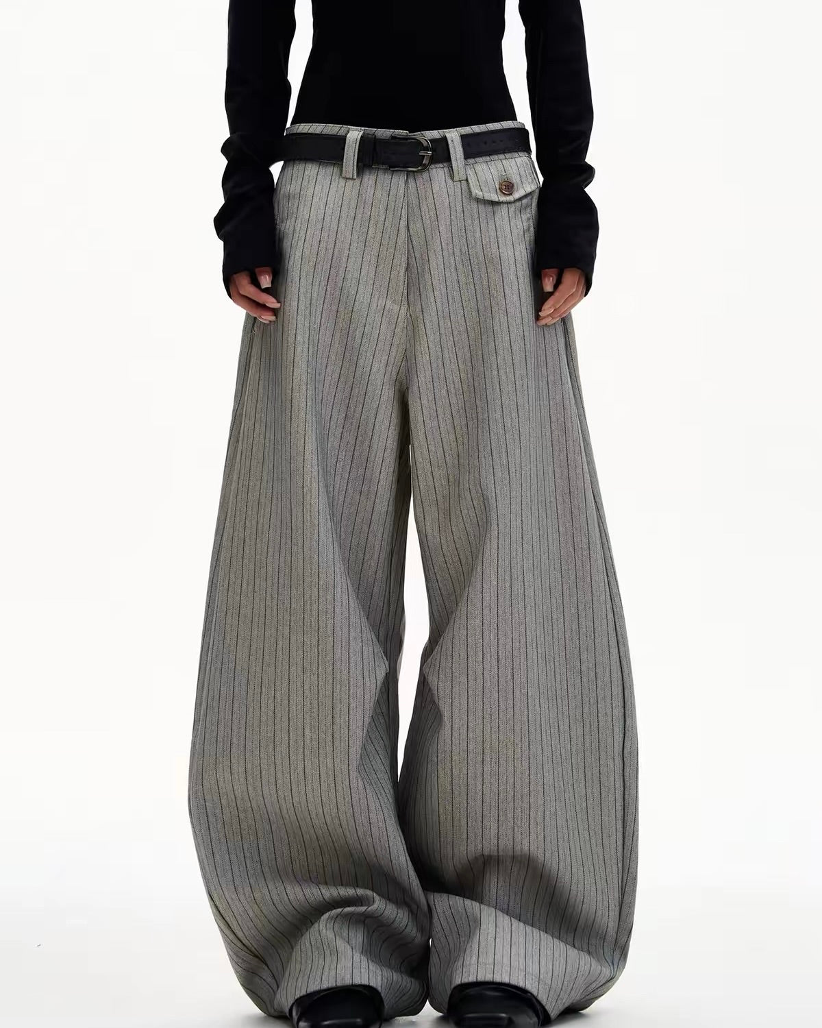 Pinstripe Wide Leg Pants
