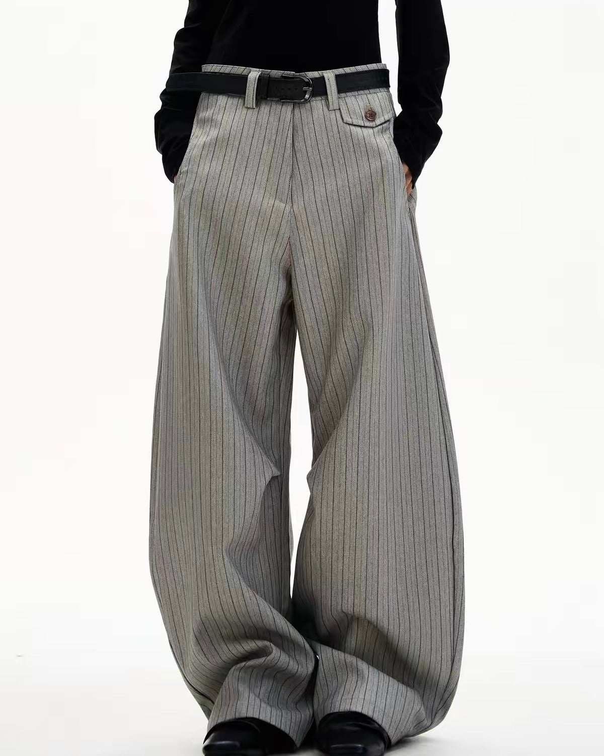 Pinstripe Wide Leg Pants