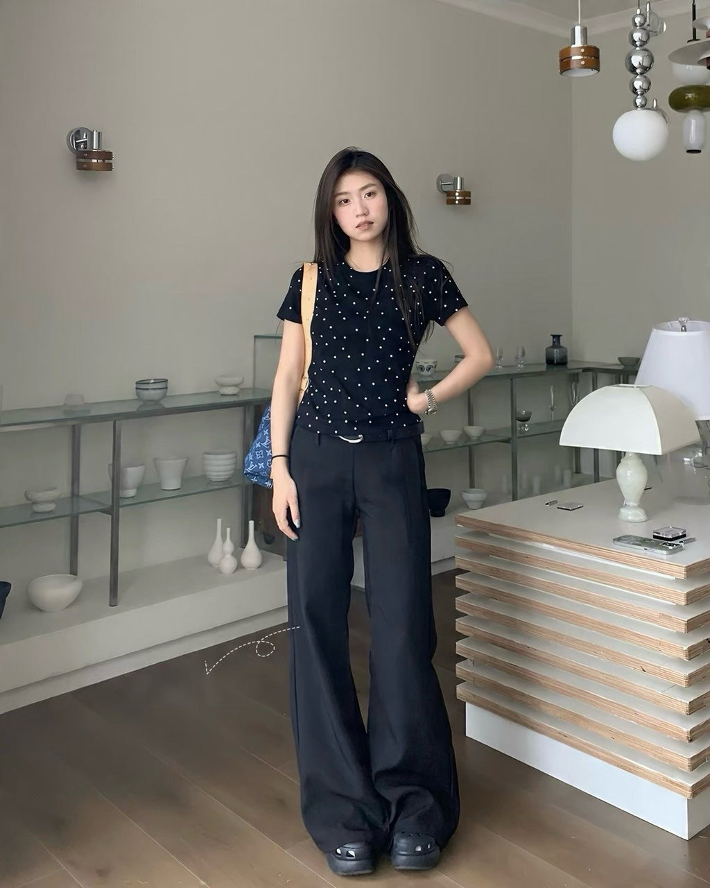 Low Rise Wide Leg Pants
