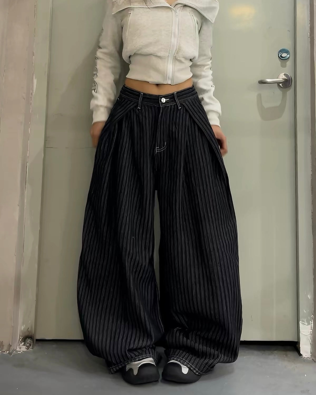 Pinstripe Balloon Pants