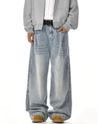 Light Wash Panel Wide Leg Jeans