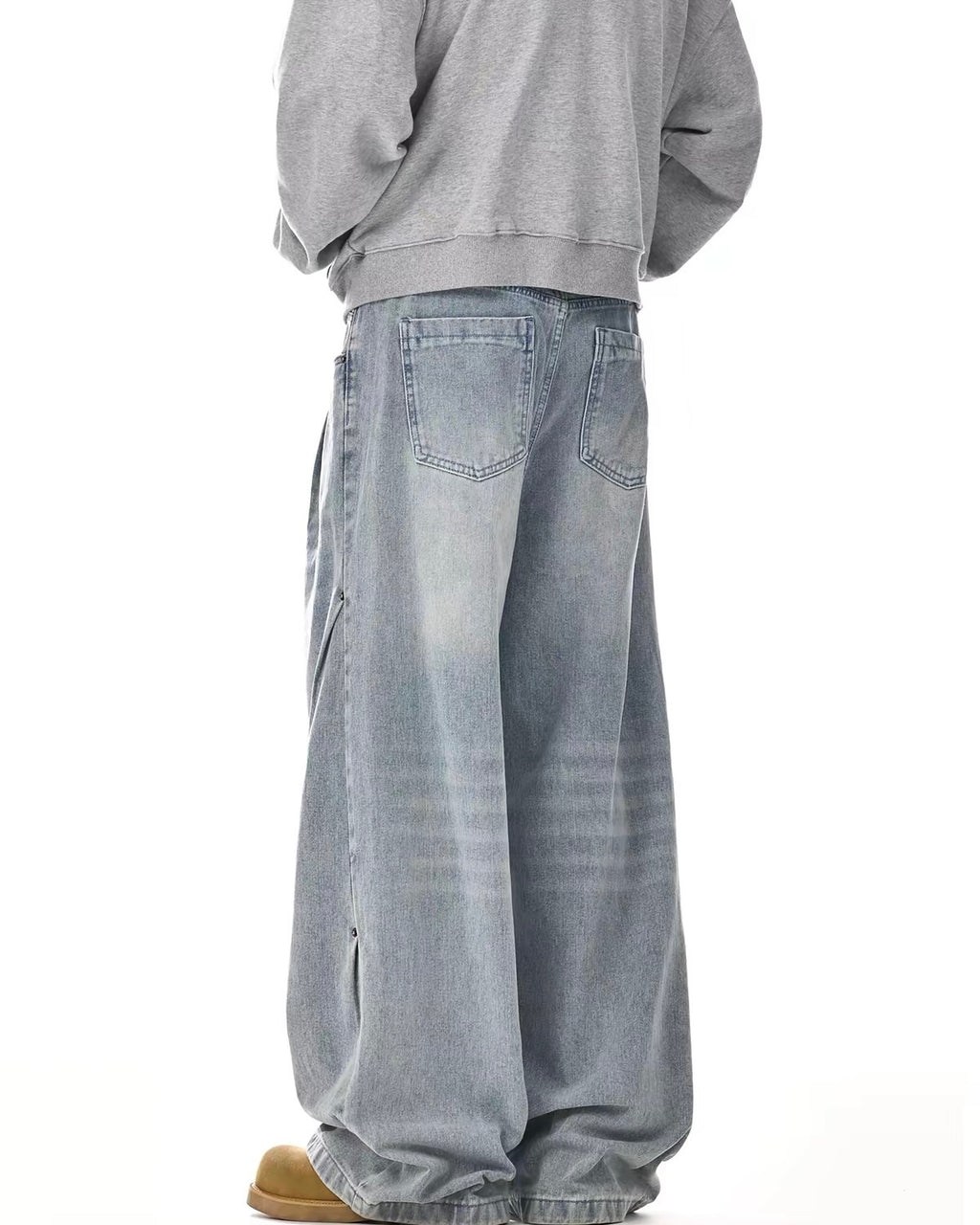 Light Wash Panel Wide Leg Jeans