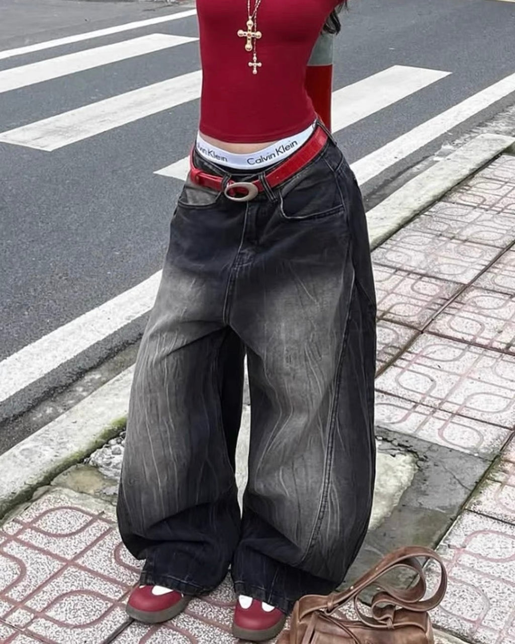 Vintage Washed Balloon Jeans