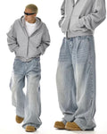 Light Wash Panel Wide Leg Jeans