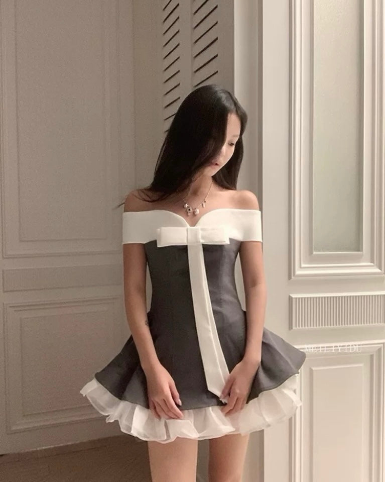 Elegant Off-Shoulder Ribbon Dress