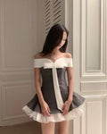 Elegant Off-Shoulder Ribbon Dress