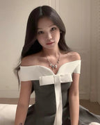 Elegant Off-Shoulder Ribbon Dress