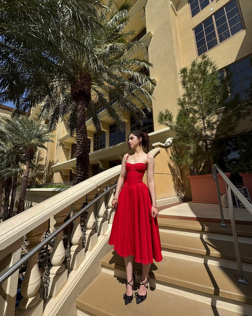 Elegant Red Midi Dress (With Pockets)