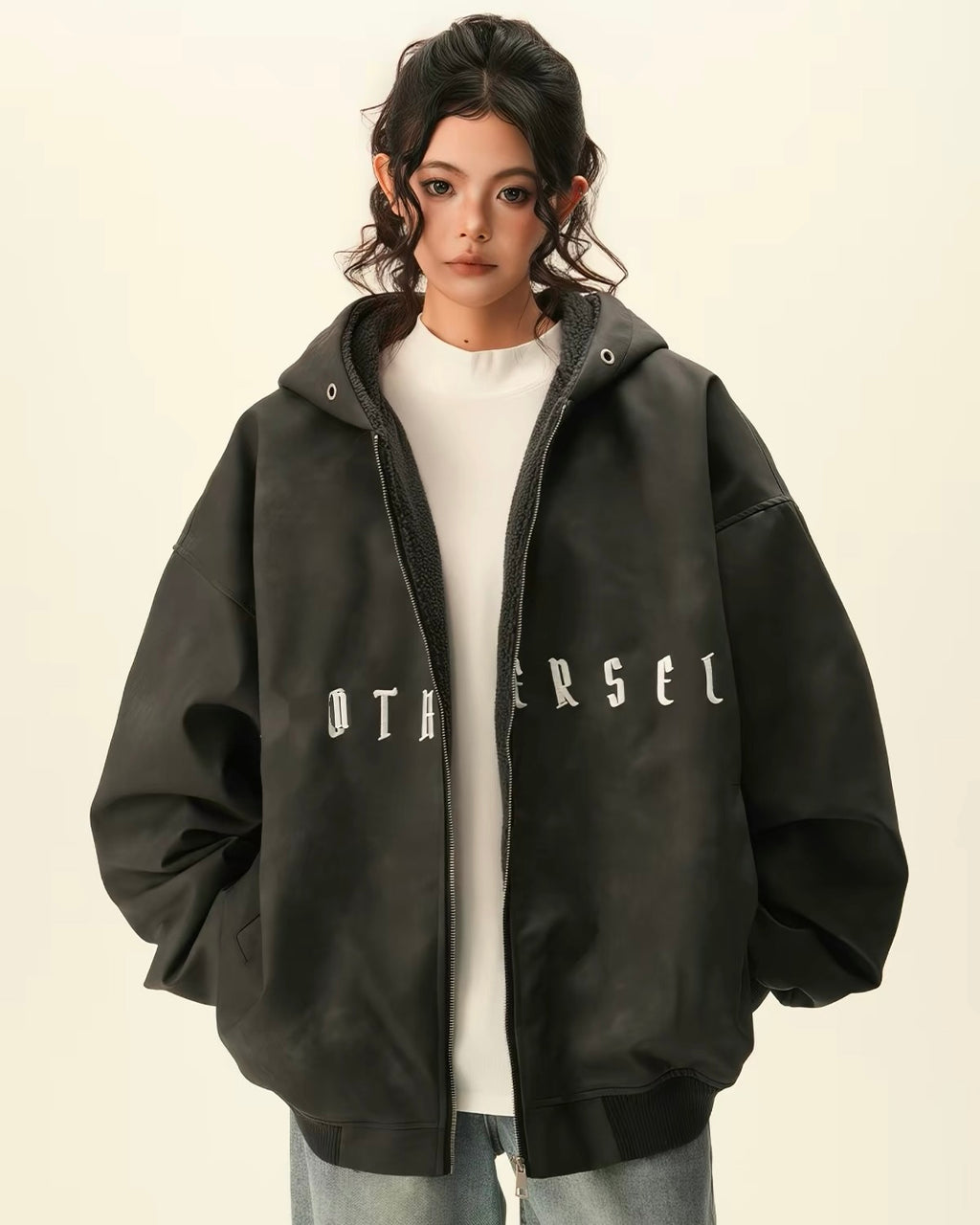 Sherpa Lined Oversized Zip Hoodie