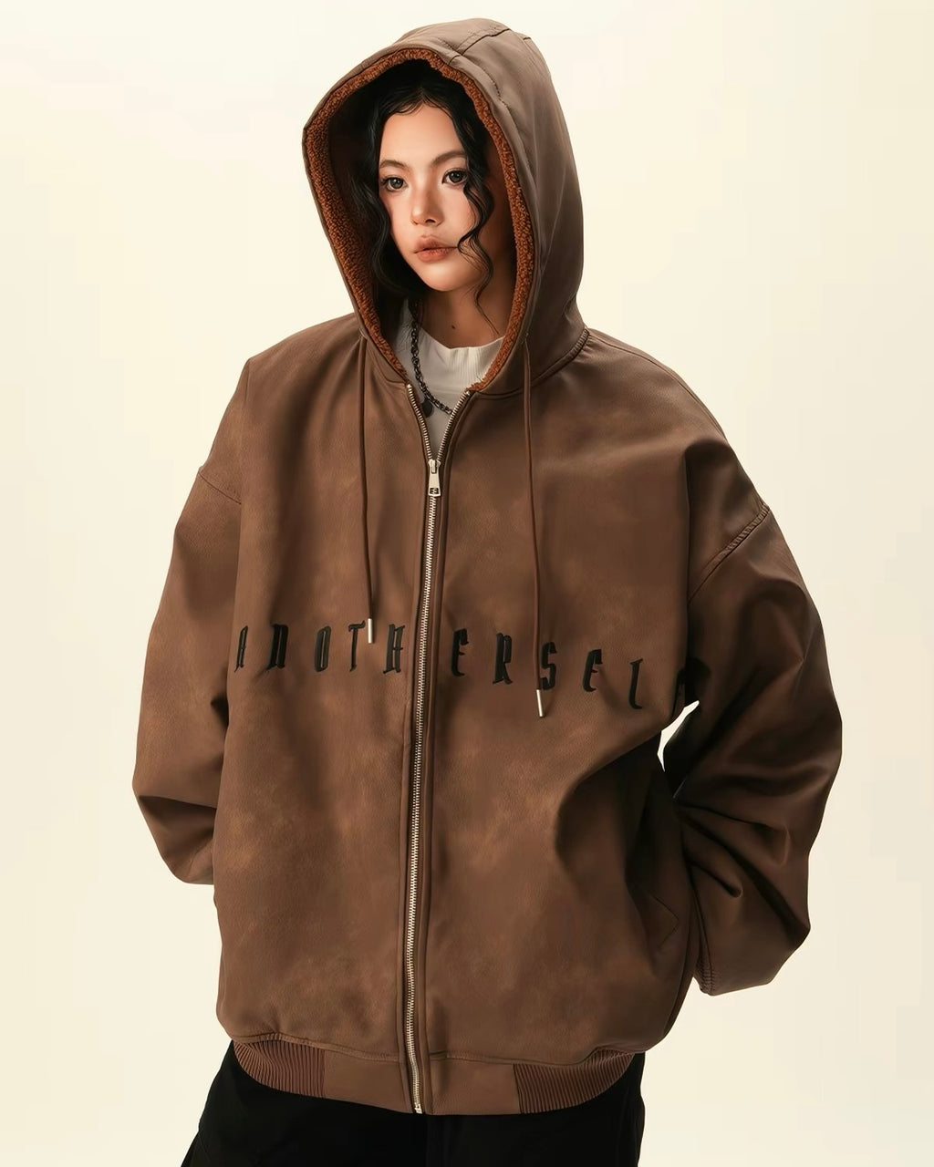 Sherpa Lined Oversized Zip Hoodie